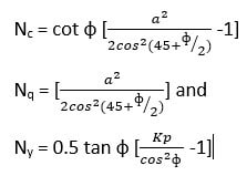 Bearing capacity factors calculation formula