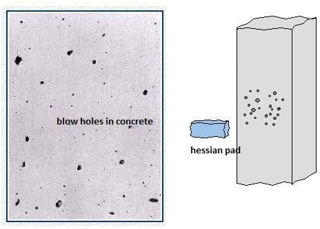 Repair of blow holes in concrete structure