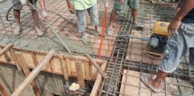 Place concrete of beams monolithic with slabs and then pour concrete slab