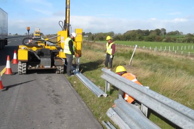 Installation of Metal Beam Crash Barrier